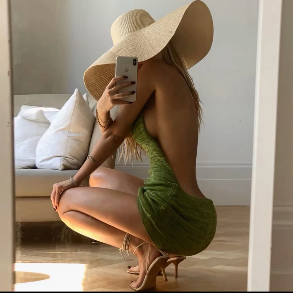 Green Halter Backless Mini knitted Bodycon Dresses